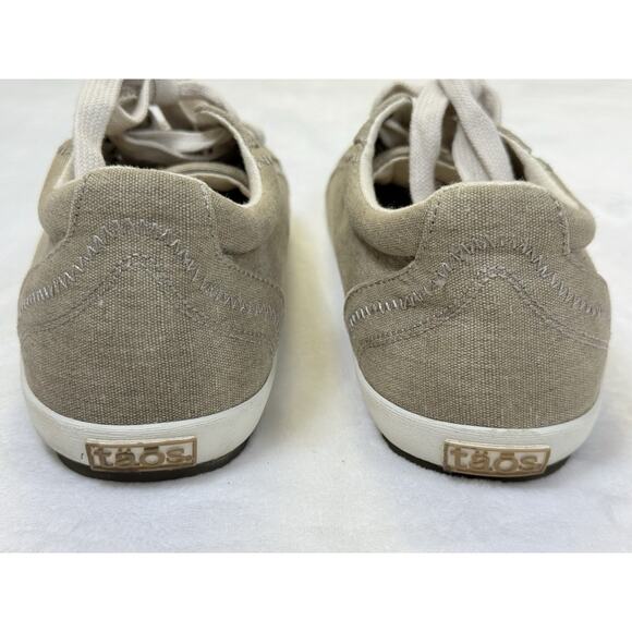 Taos Star Shoes Women's Sz 7.5 Canvas Low Top Lace Up Comfort Sneakers Khaki Tan - Picture 4 of 11